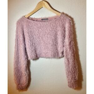 Love Culture Y2K Fluffy Knit Cropped Fuzzy Cropped Pullover Softcore Grunge Sz M